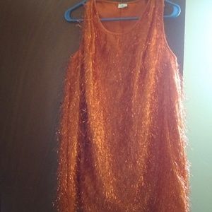 Bright Orange Glittery Tinsel Dress Size 8